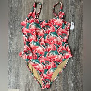 NWT Old Navy flamingo & palm swimsuit